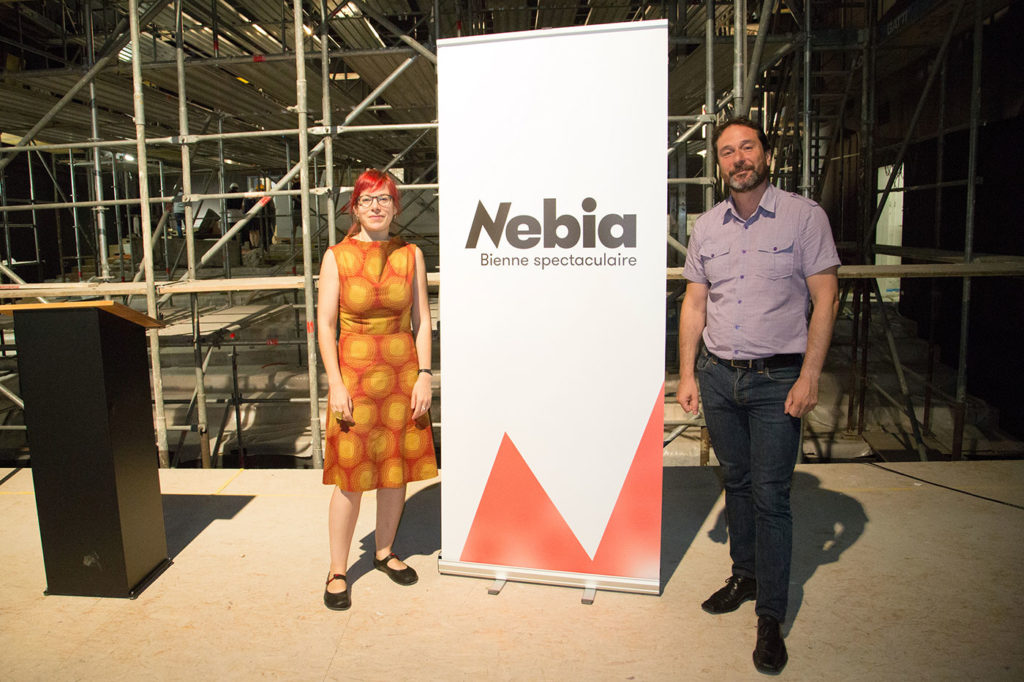 Marynelle Debétaz, directrice générale et artistique et Juan Diaz, directeur adjoint, lors de la conférence de presse annonçant l'avancée des travaux et le changement de nom.